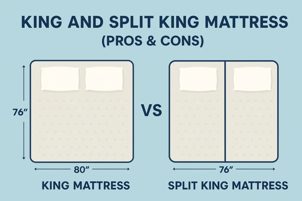 King and Split King mattress comparison
Split King mattress differences
King mattress size guide
