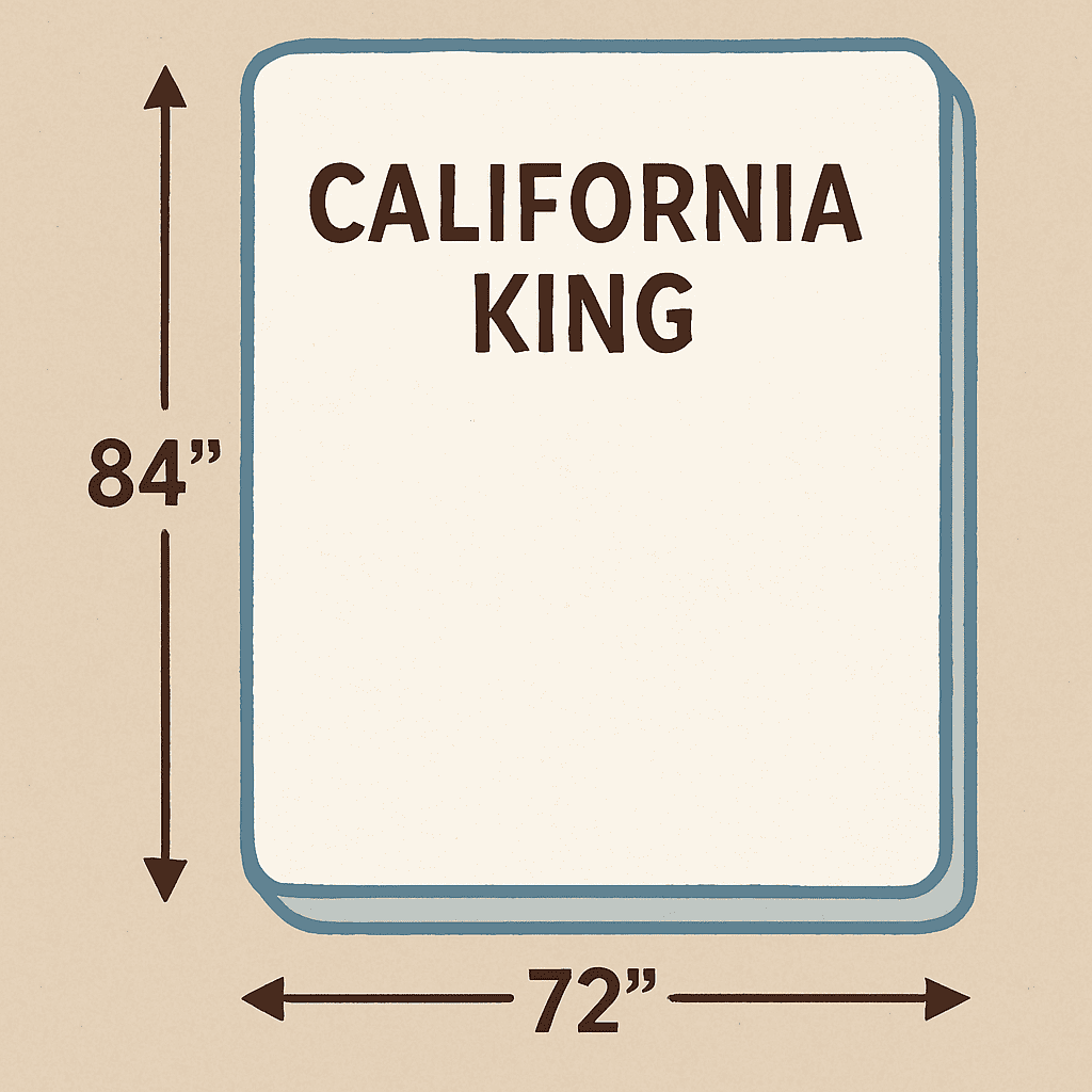 Illustration of a California king bed mattress dimensions